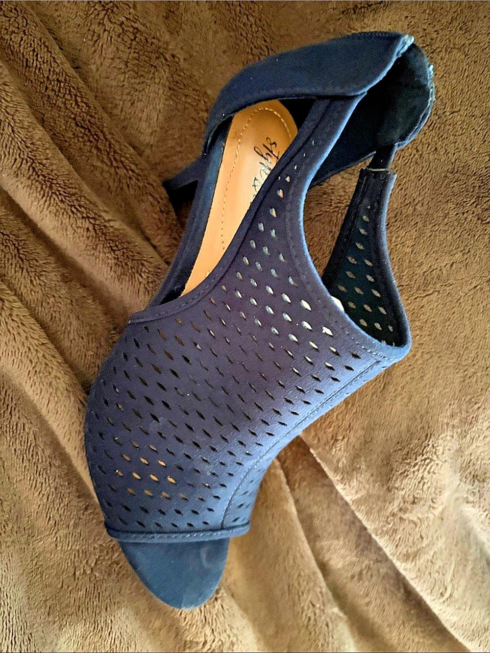 Style & Co Perforated Peep-Toe Heels in Black